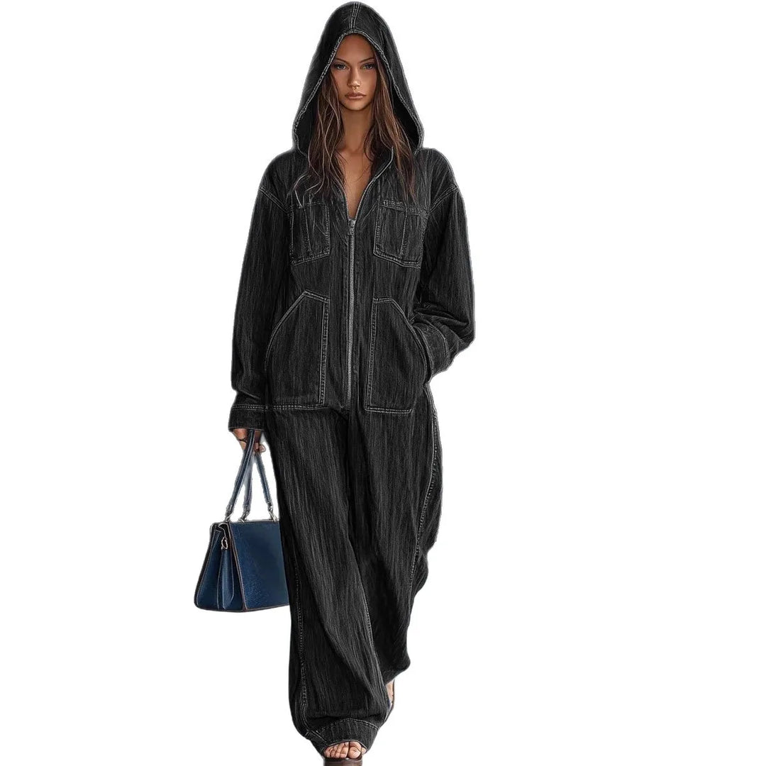Autumn Winter Loose Fit Denim Jumpsuit