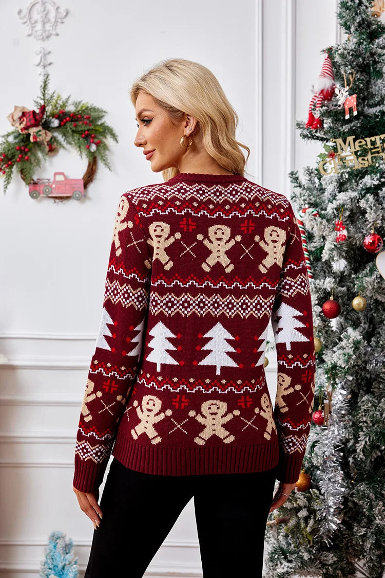 Jacquard Print Full Sleeve Soft Knit Christmas Sweater