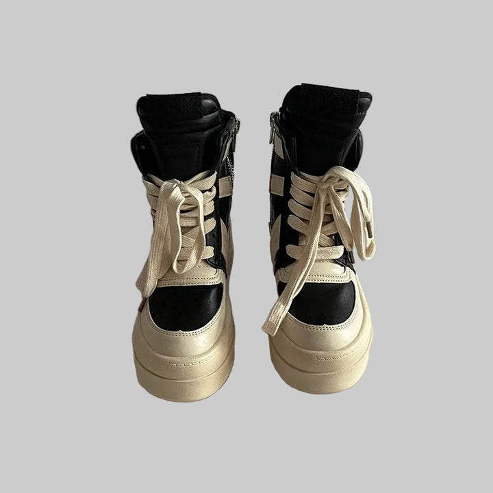 High-Top Ankle Boots with Thick Sole Design