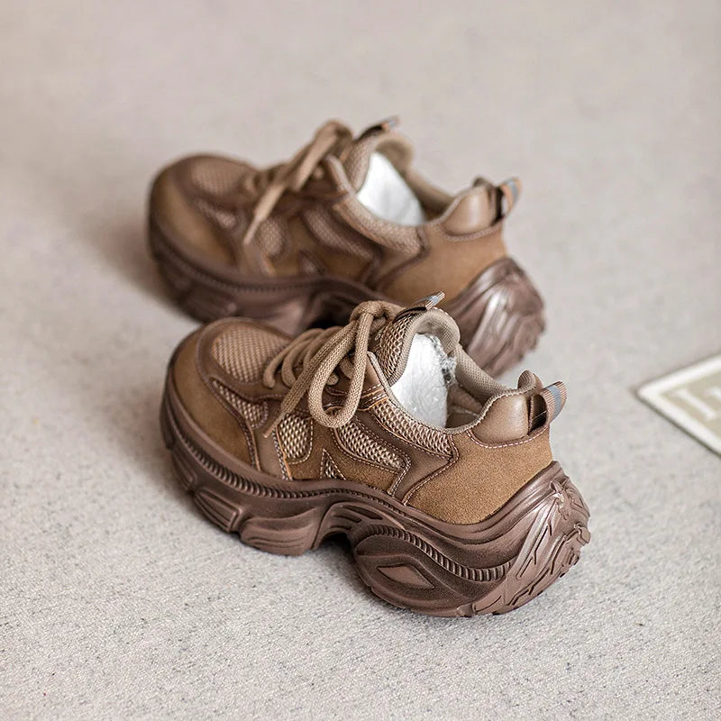Genuine Cow Suede Platform Wedge Sneakers