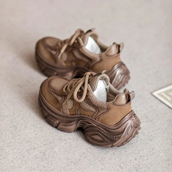 Genuine Cow Suede Platform Wedge Sneakers