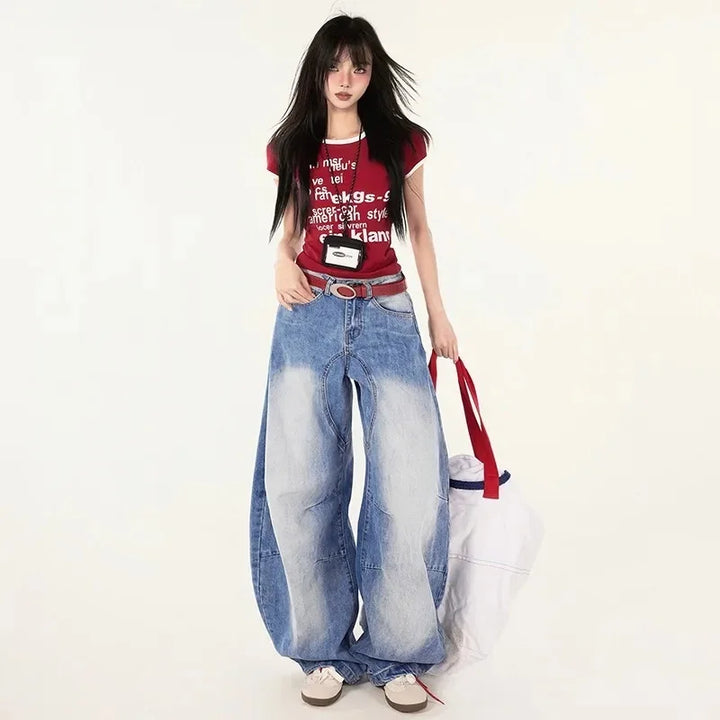High-Waisted Multicolor Wide Leg Cargo pants