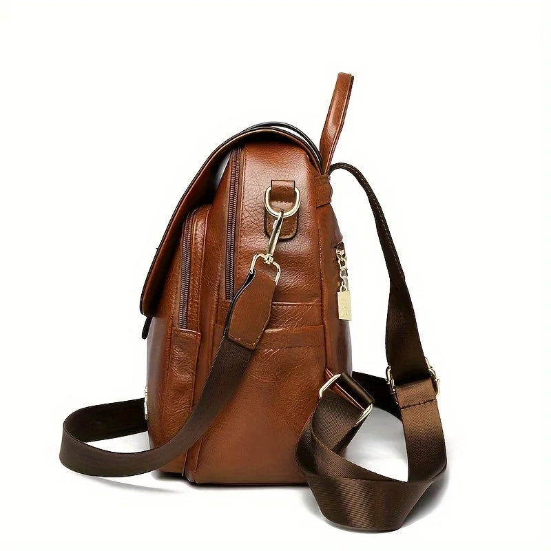 Vintage Anti-Theft Leather Backpack