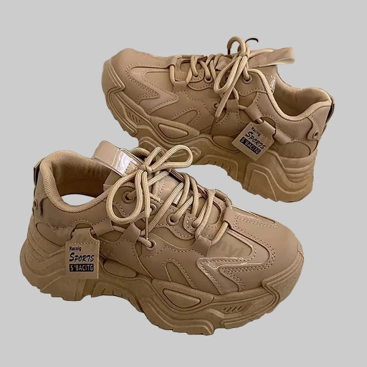 Trendy Chunky Leather Platform Sneakers