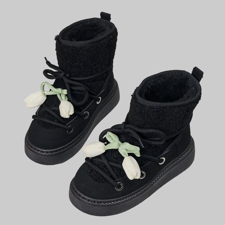 Quilted Cotton Ankle Winter Boots