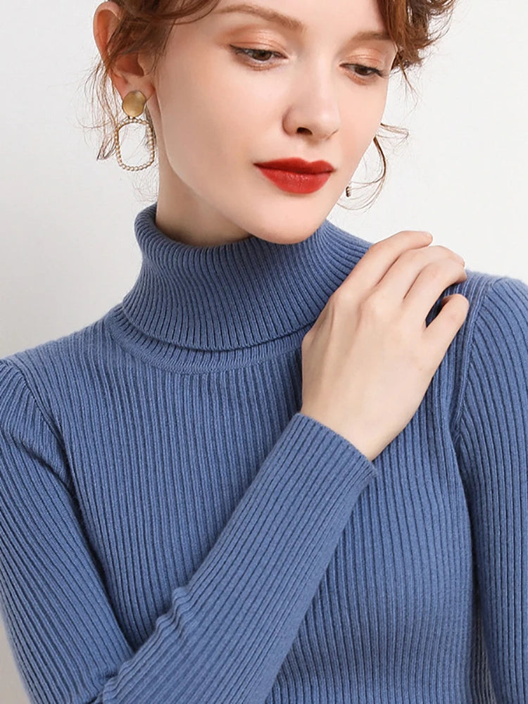 Cozy Cashmere Knit Turtleneck Sweater