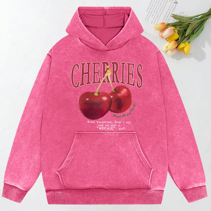 Cherries Print Oversized Cotton Hoodie