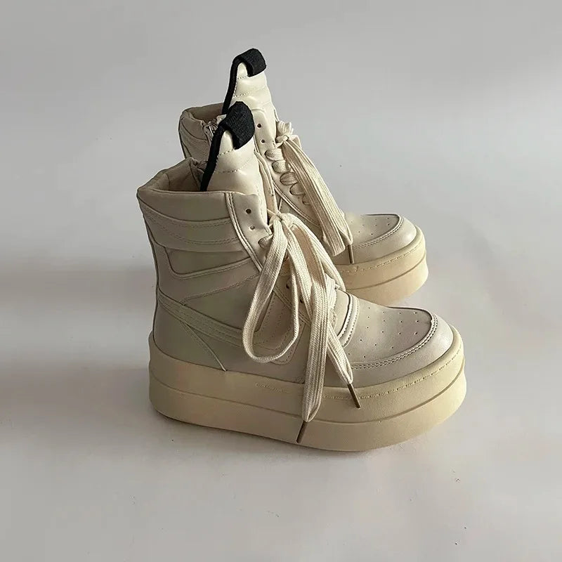 High-Top Ankle Boots with Thick Sole Design