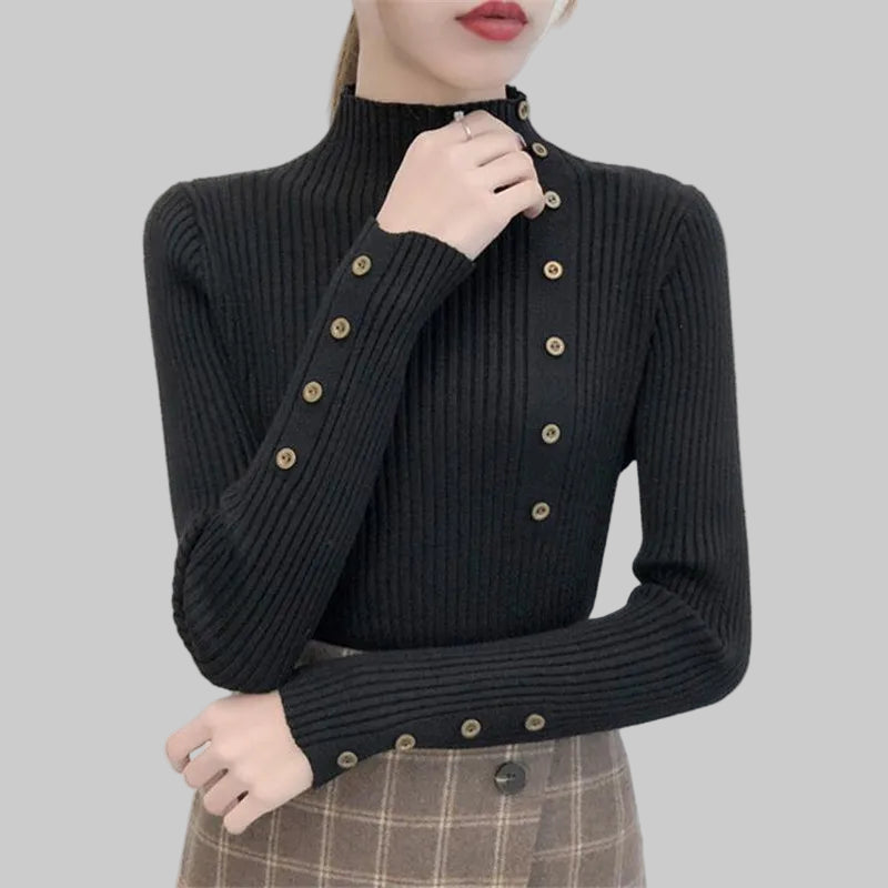 Solid Color Slim Fit Knitted Turtleneck Sweater