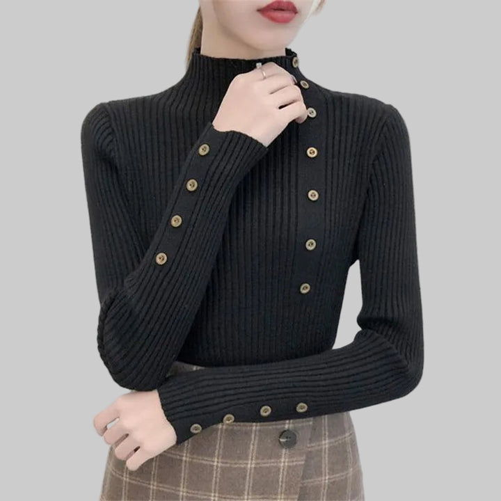Solid Color Slim Fit Knitted Turtleneck Sweater