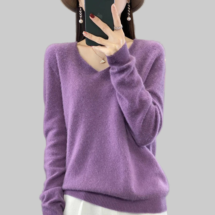 100% Pure Merino Wool V-Neck Autumn Winter Sweater