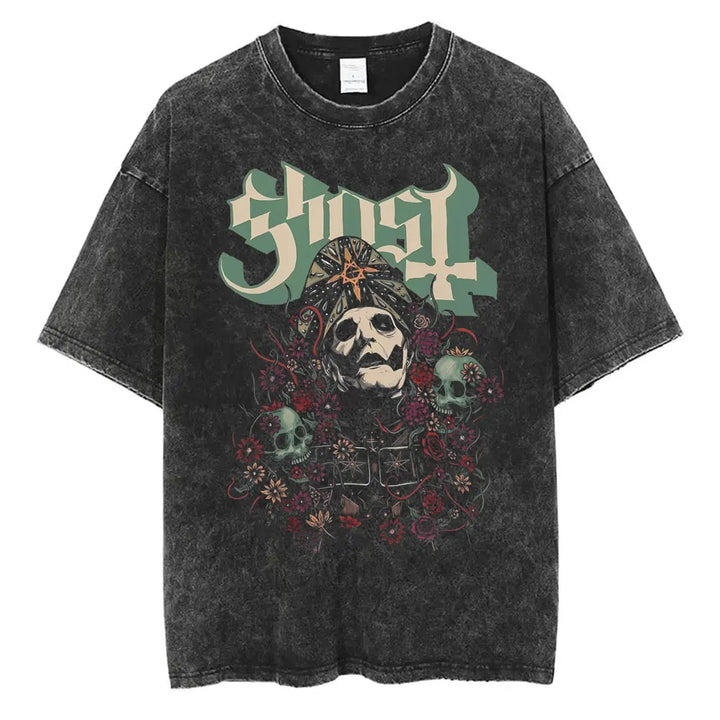 Washed Vintage Gothic Rock Metal Ghost Band Tees