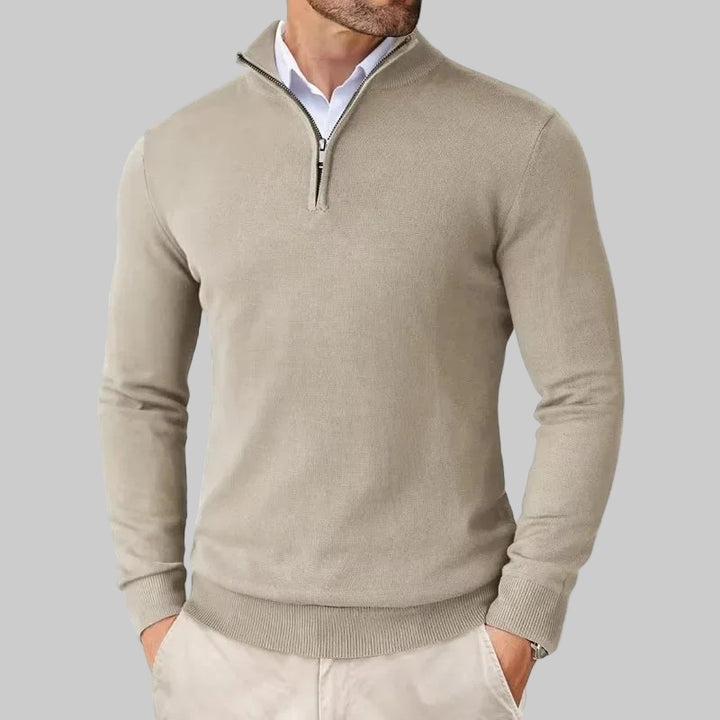 Lightweight Slim Fit Quarter Zip Mock Neck Pullover Sweater