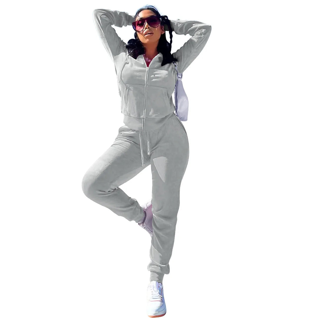 Hooded Velvet Jogger Set