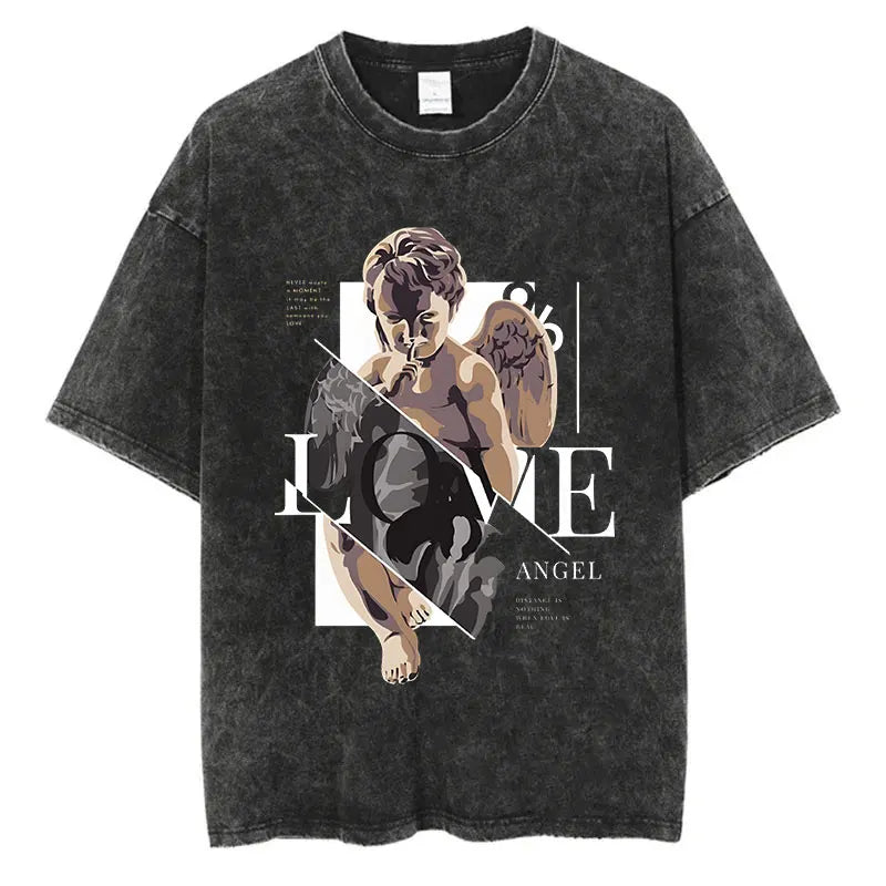 Washed Graphic Print Harajuku Hip Hop T-Shirt
