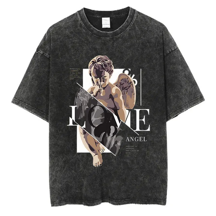 Washed Graphic Print Harajuku Hip Hop T-Shirt