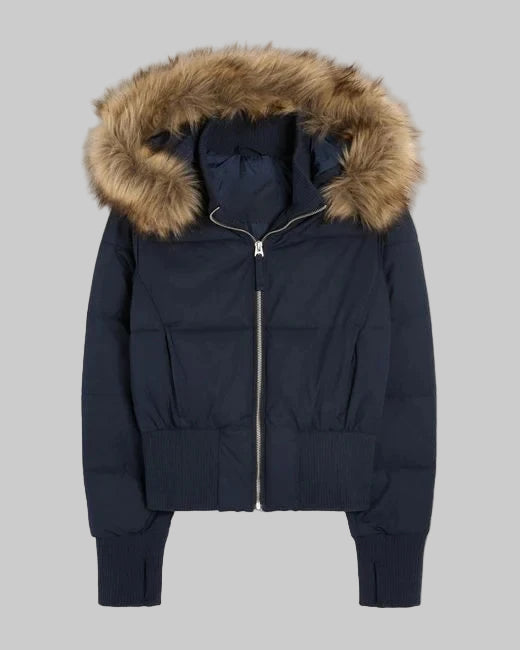Hooded Fur Elegant  wool coat