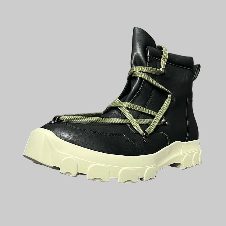 Unisex Luxury Leather High Top Platform Sneakers