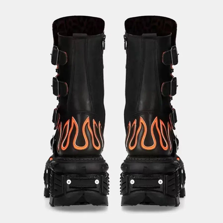 Retro Dark Punk Locomotive Rock Boots