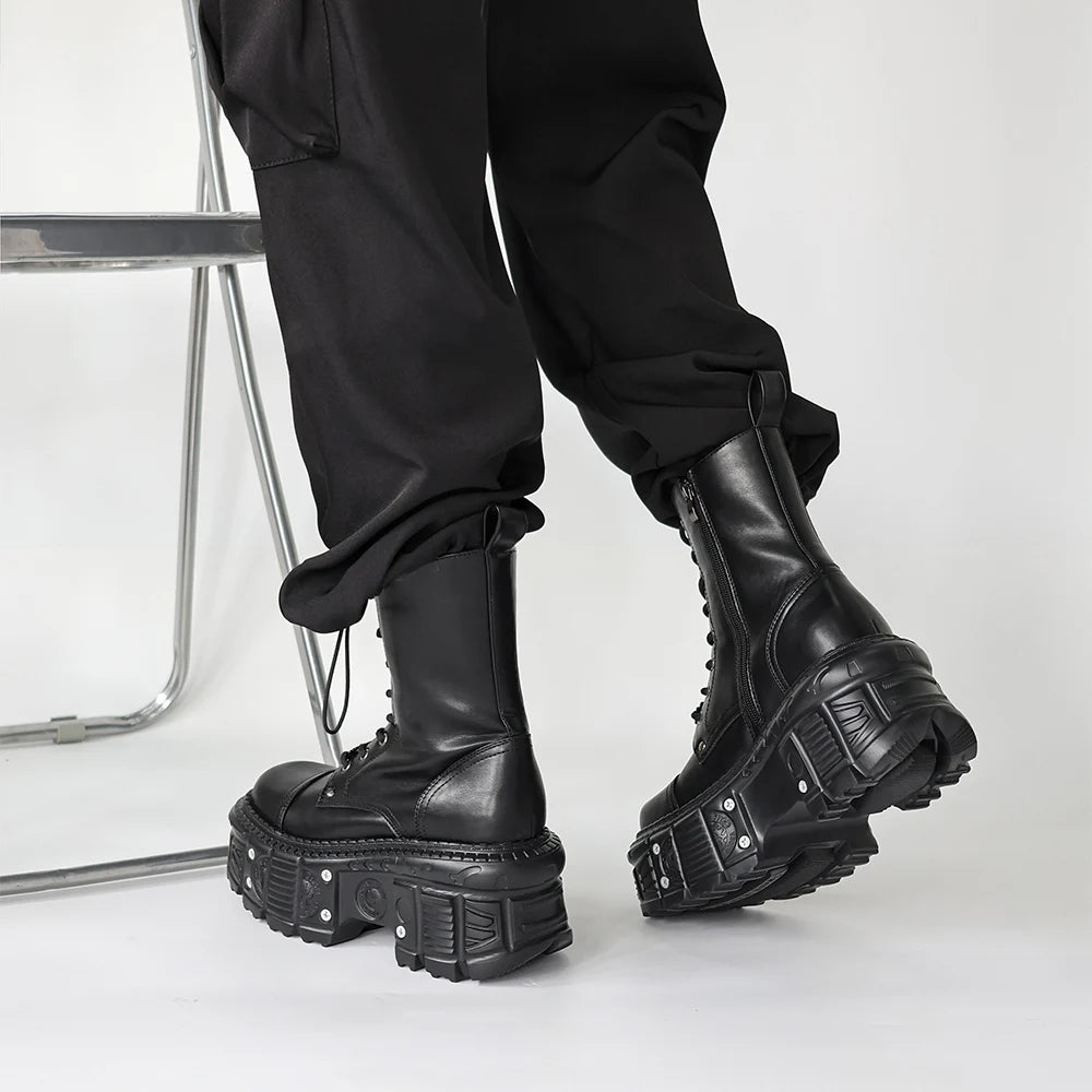 Punk Platform Ankle Retro Chunky Lace-Up Boots