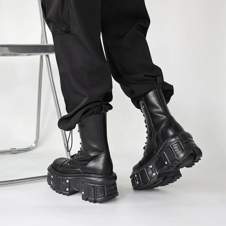 Punk Platform Ankle Retro Chunky Lace-Up Boots