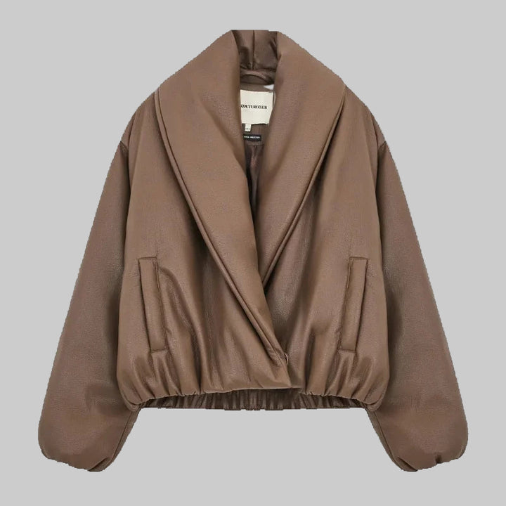 Stylish Thick Lapel Leather Jacket