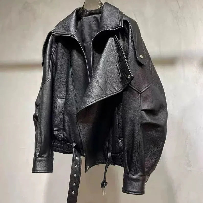 Luxury PU Moto Biker Leather Bomber Jacket