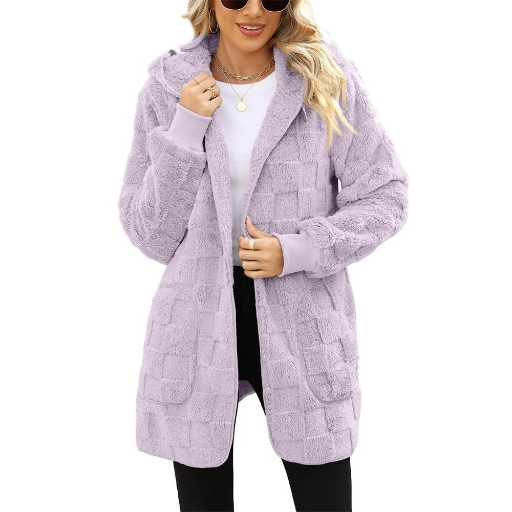 Hooded Plush Velvet cardigan coats