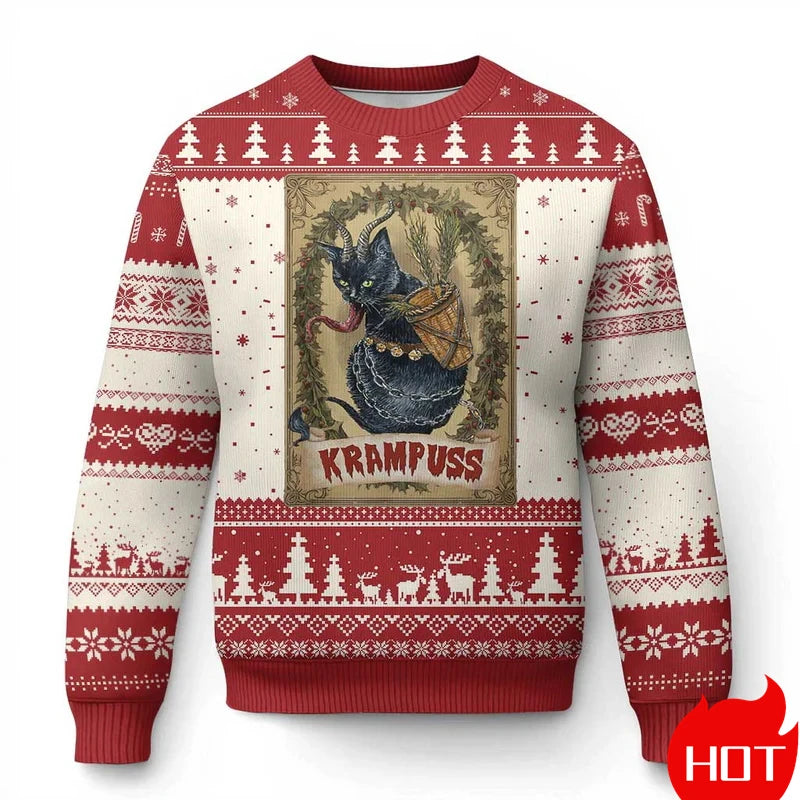 Humorous Santa Cat Graphic Ugly Christmas Sweater