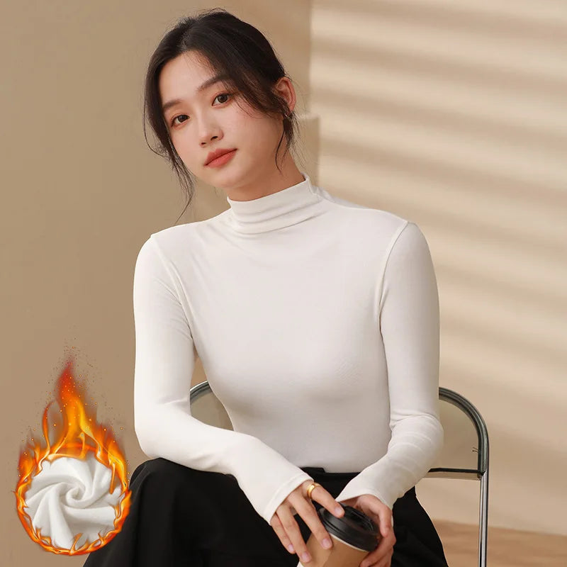 Slim Fit Half Turtleneck Modal Long Sleeve Top