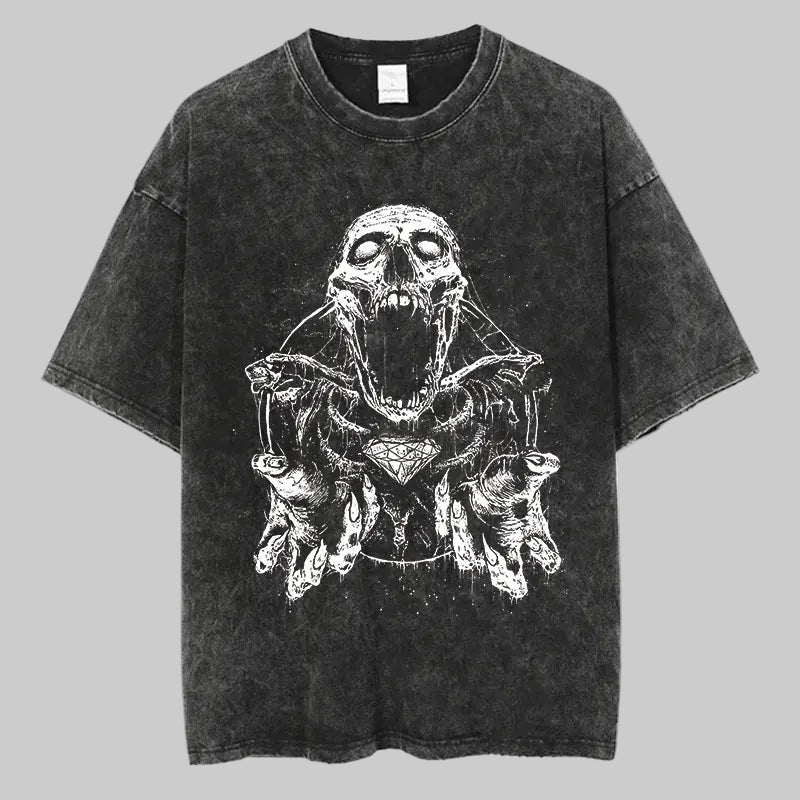 Washed Graphic Print Harajuku Hip Hop T-Shirt
