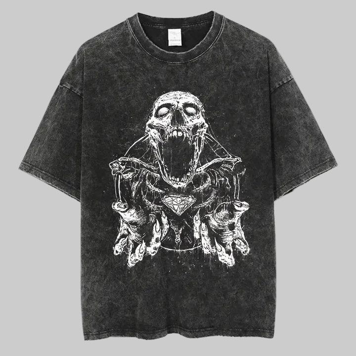 Washed Graphic Print Harajuku Hip Hop T-Shirt