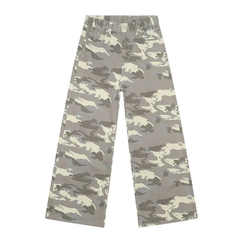 Gradient Washed Denim Pants with Metal Ring Design