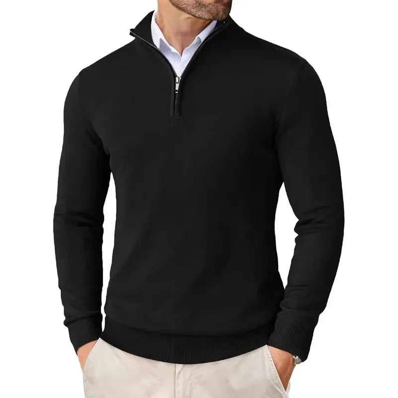 Lightweight Slim Fit Quarter Zip Mock Neck Pullover Sweater