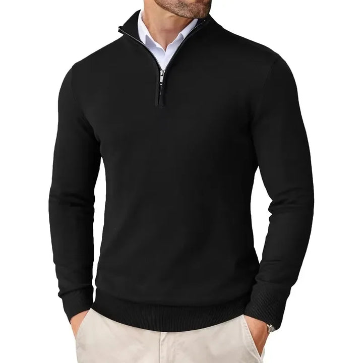 Lightweight Slim Fit Quarter Zip Mock Neck Pullover Sweater
