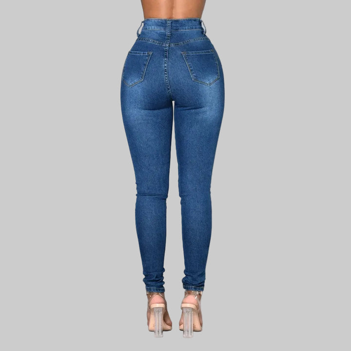 Ankle Length High-Waisted Denim Pencil Jeans