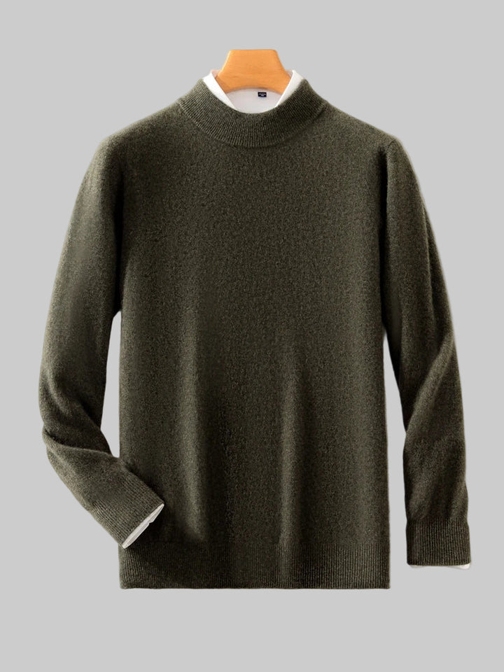 Cashmere Knitted 100% Merino Wool Mock-neck Sweater