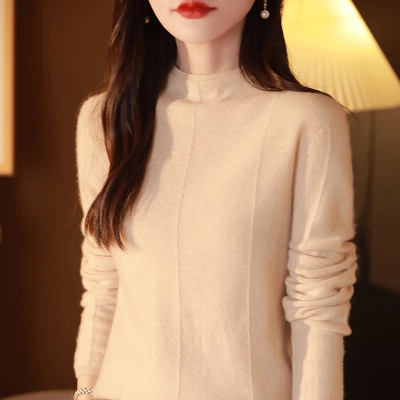 Solid Color Mock Neck Pullover Sweater