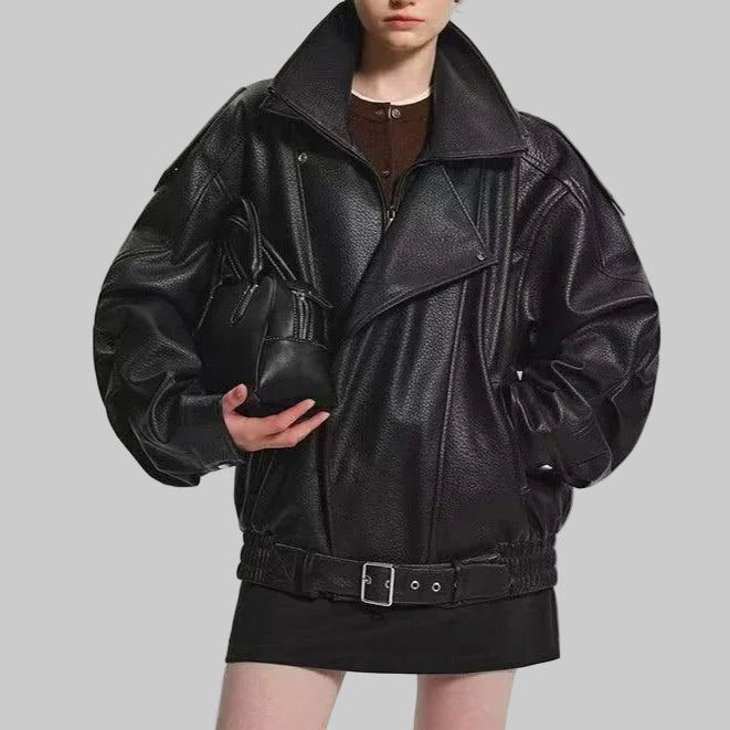 Luxury PU Moto Biker Leather Bomber Jacket