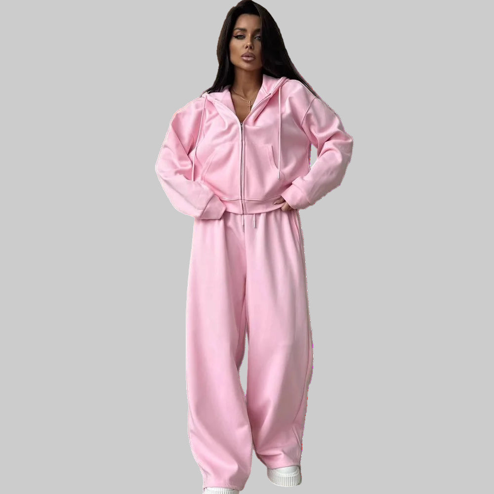Casual Hooded Cardigan Two-Piece Set