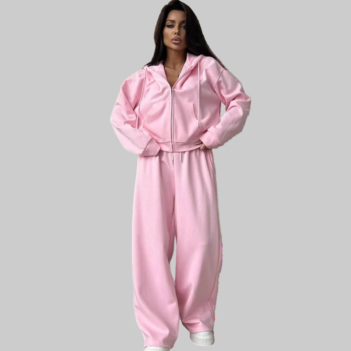 Casual Hooded Cardigan Two-Piece Set