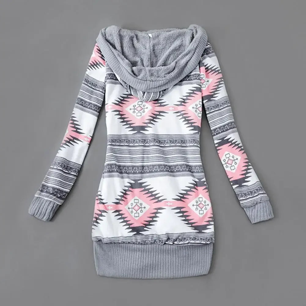 Striped Long Sleeve Hooded Cardigan