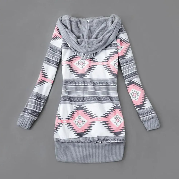 Striped Long Sleeve Hooded Cardigan