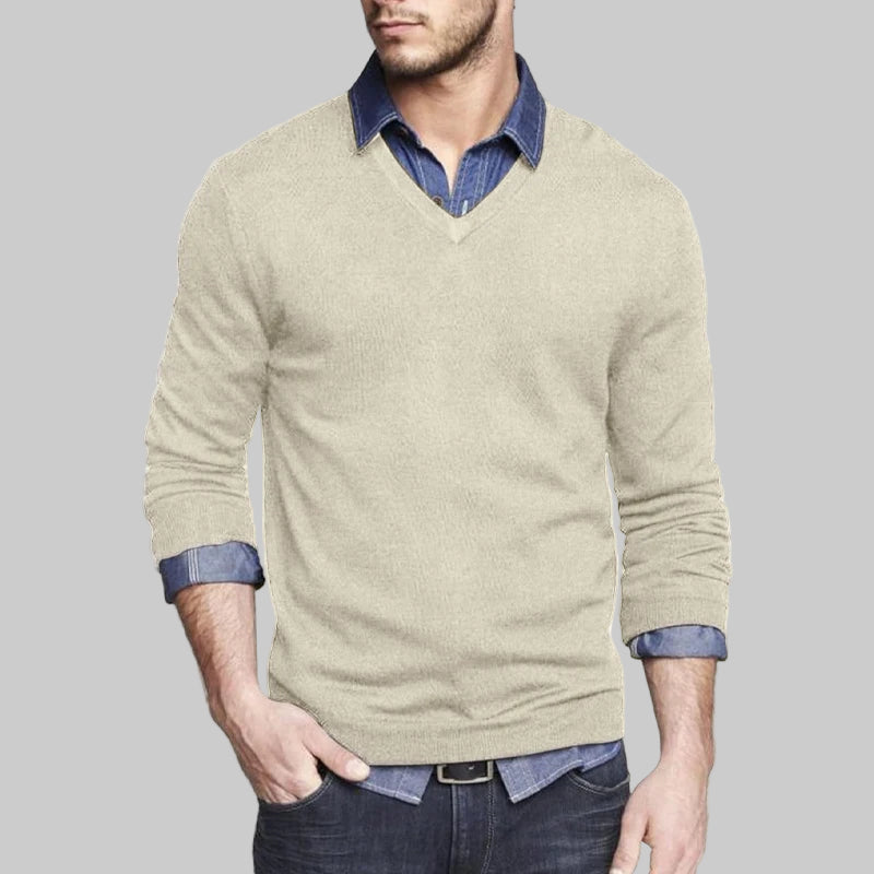 Lightweight Slim Fit V-Neck Pullover Sweater