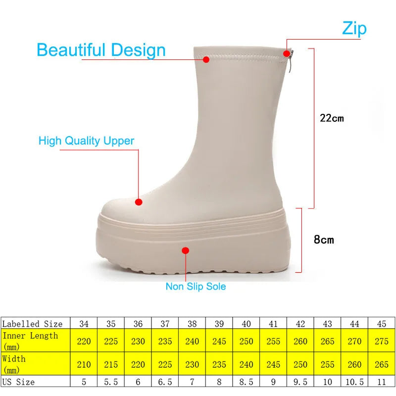 8cm Platform Slip resistant Winter Ankle Boots