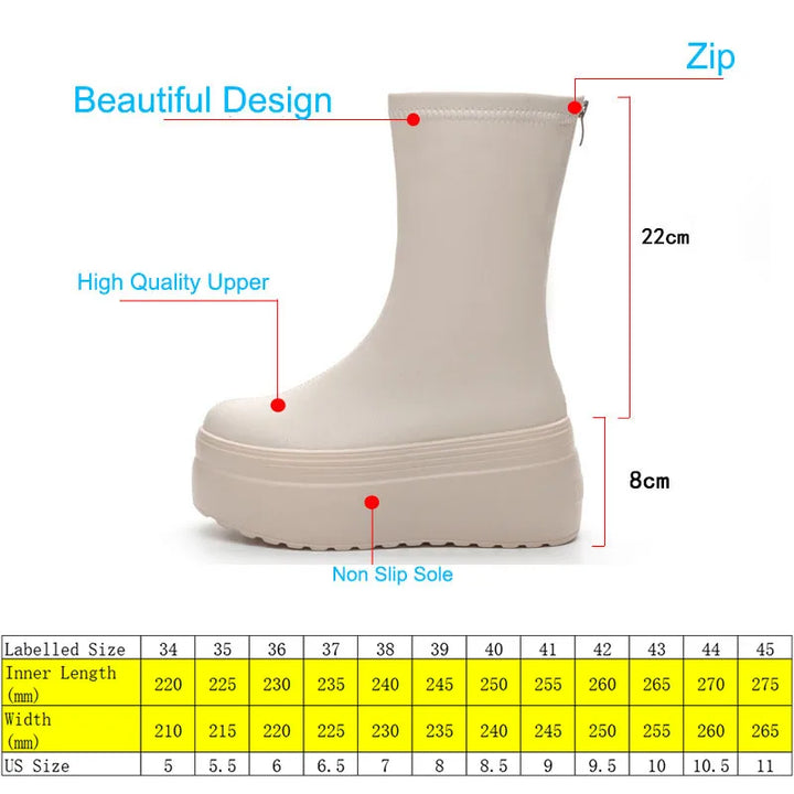 8cm Platform Slip resistant Winter Ankle Boots
