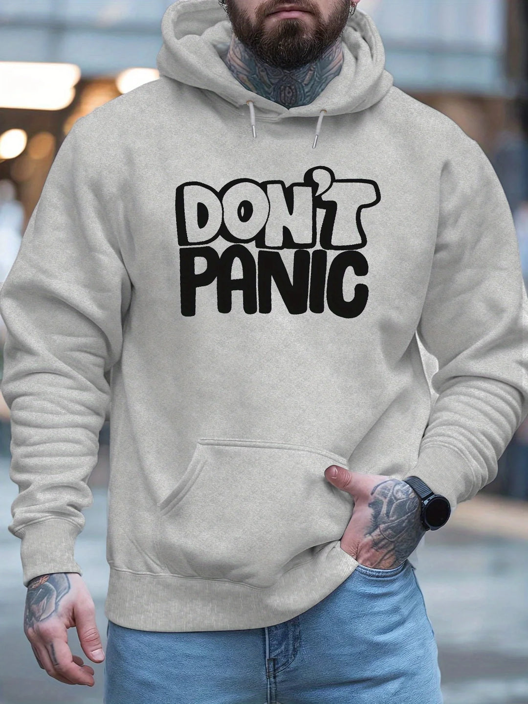 Casual Unisex “DON’T PANIC” Graphic Hoodie