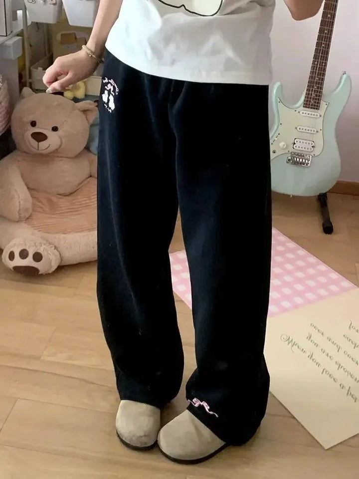 Cartoon Casual Loose-Fit Wide-Leg Sweatpants