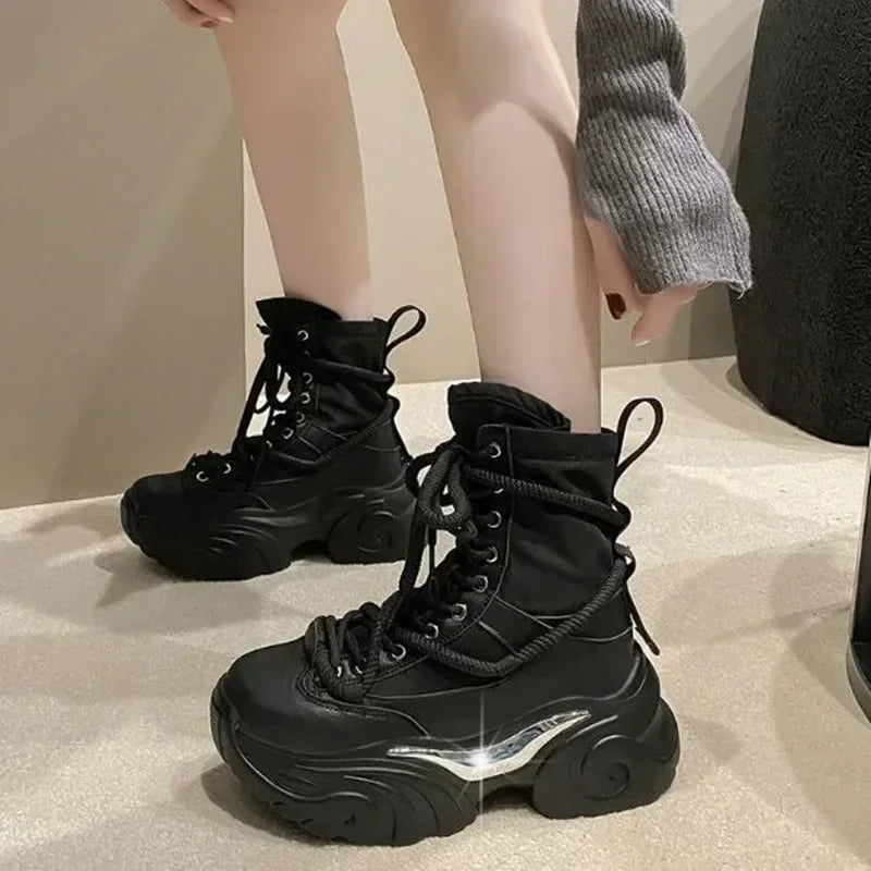 Chunky Heels Punk Style Boots