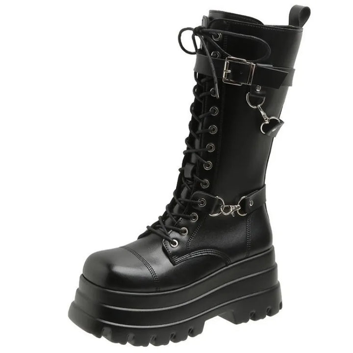 Round Toe Wedge Punk Boots